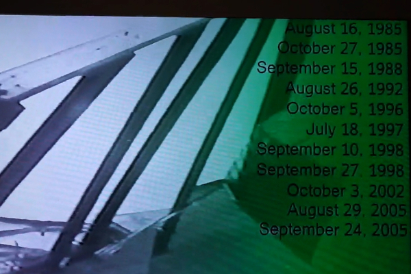 Filmstill aus der Ausstellung „The Living with Hurricanes: Katrina and Beyond“ im Presbytere Louisiana State Museum, New Orleans